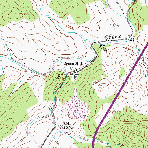 Topographic Map of Greenhill School (historical), VA