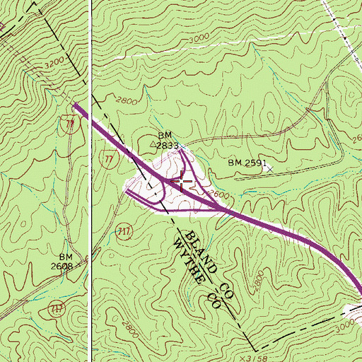 Topographic Map of Interchange 47, VA