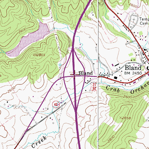 Topographic Map of Interchange 52, VA