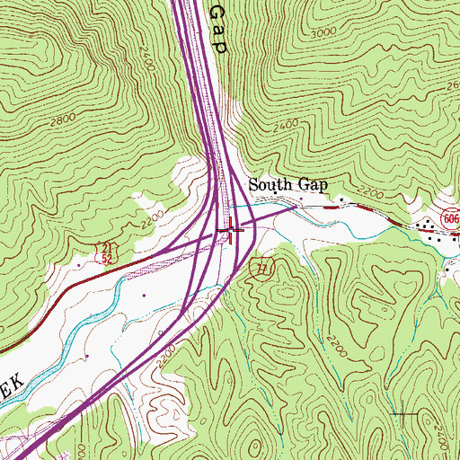 Topographic Map of Interchange 62, VA