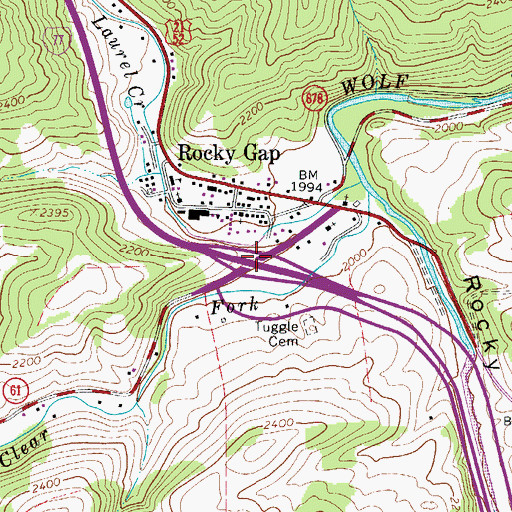 Topographic Map of Interchange 64, VA