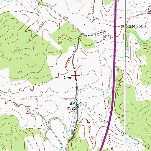 Topographic Map of Newberry Cemetery, VA