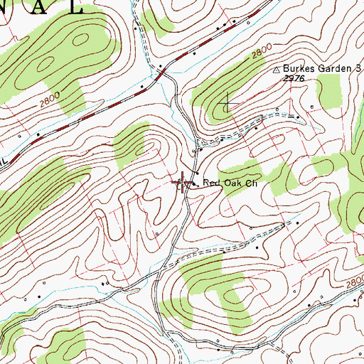 Topographic Map of Red Oak Cemetery, VA