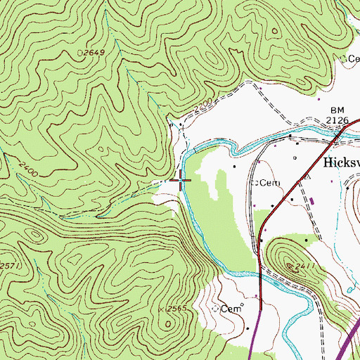 Topographic Map of Roof Branch, VA