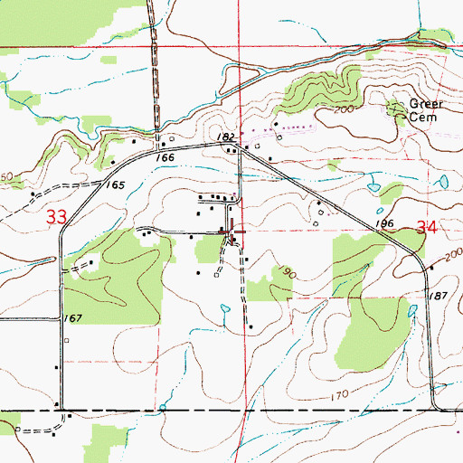 Topographic Map of Greers Church, AL