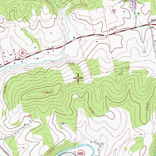 Topographic Map of Town Ridge, VA