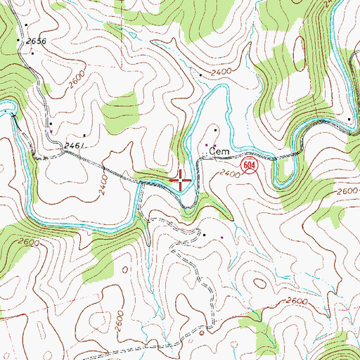 Topographic Map of Walker Creek School (historical), VA