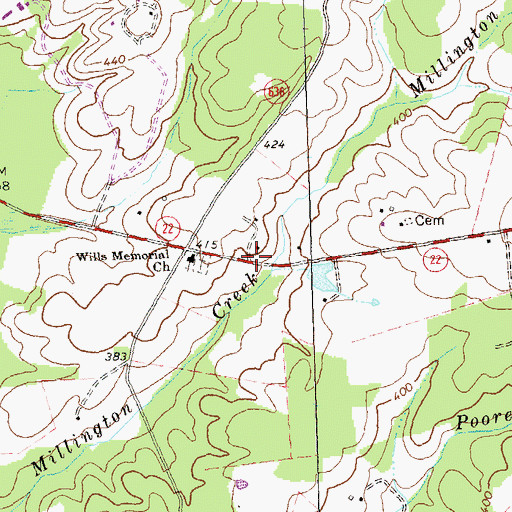 Topographic Map of Blakes Mill (historical), VA