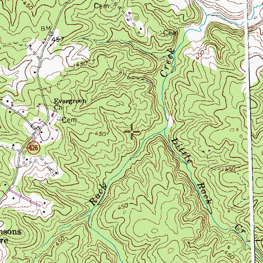 Topographic Map of Cranks (historical), VA