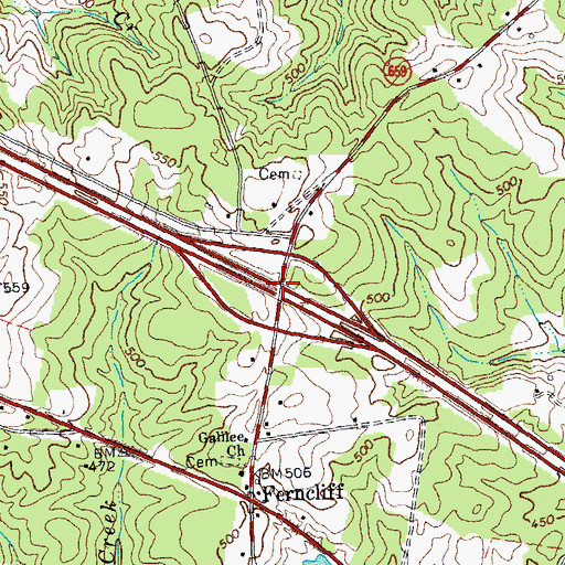 Topographic Map of Interchange 143, VA