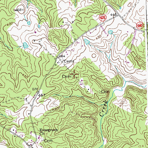 Topographic Map of Jones Cemetery, VA