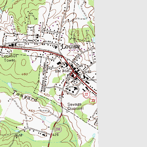Topographic Map of Louisa County Courthouse, VA