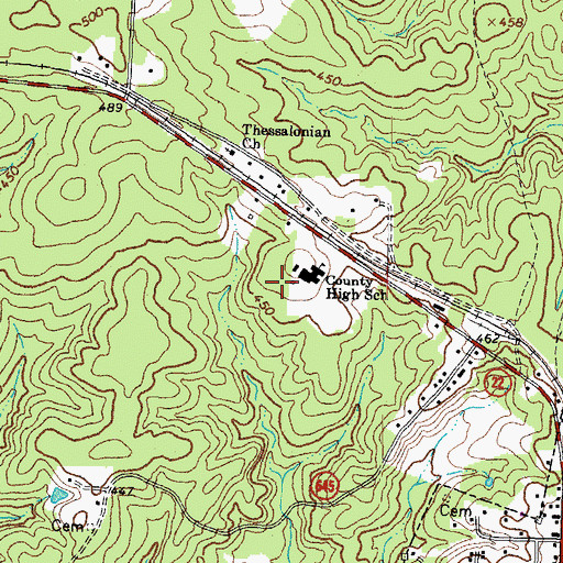 Topographic Map of Louisa County High School, VA