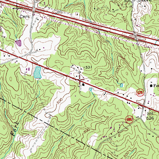 Topographic Map of Mallory (historical), VA
