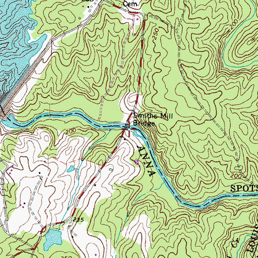 Topographic Map of Smiths Mill (historical), VA