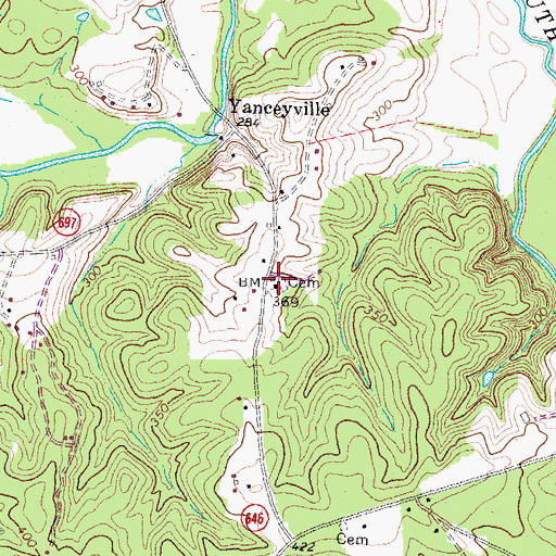 Topographic Map of Yanceyville Church, VA