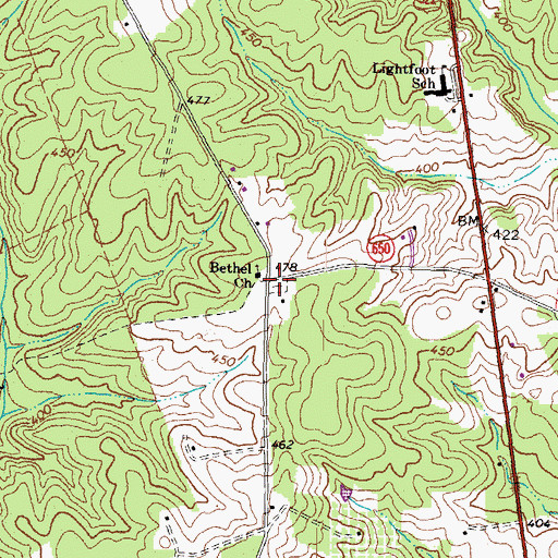Topographic Map of Bethel Cemetery, VA