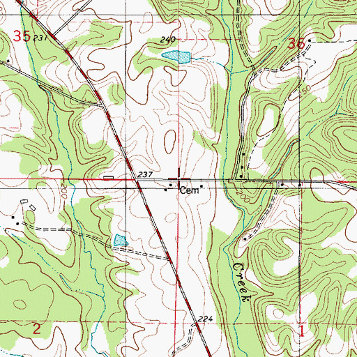 Topographic Map of Terrell Cemetery, AL