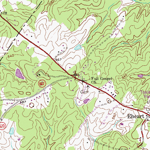 Topographic Map of Dickensons Store, VA
