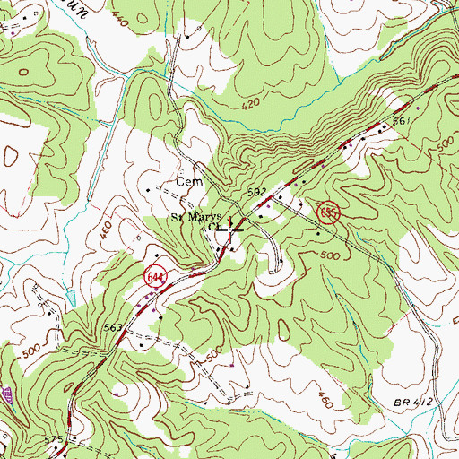 Topographic Map of High Point School (historical), VA