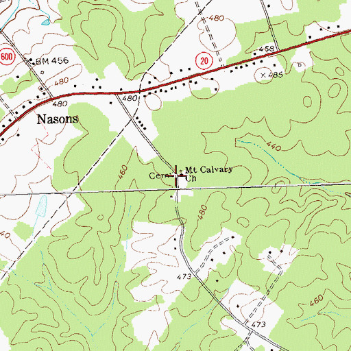 Topographic Map of Mount Calvary Cemetery, VA