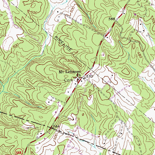 Topographic Map of Mount Lebanon Cemetery, VA