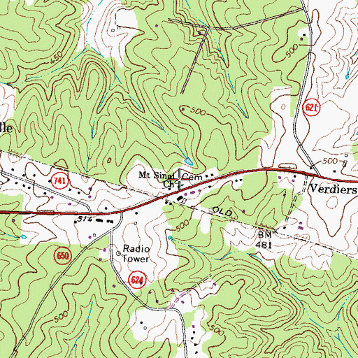Topographic Map of Mount Sinai Cemetery, VA
