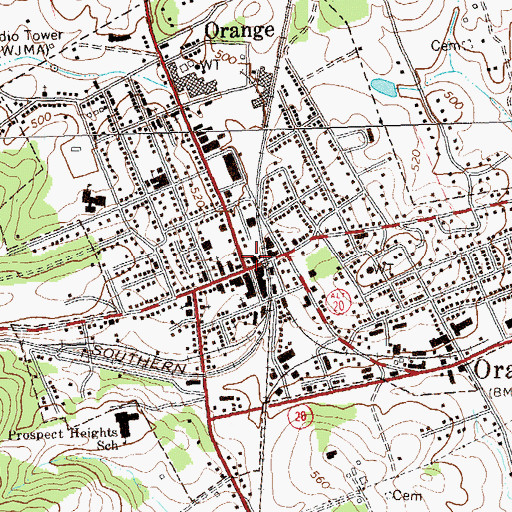 Topographic Map of Orange County Courthouse, VA
