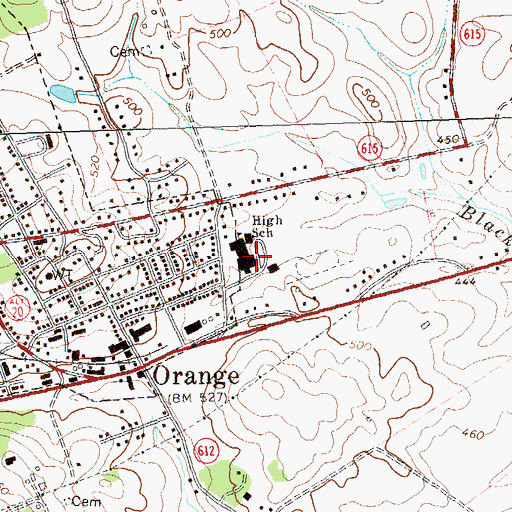 Topographic Map of Orange County High School, VA
