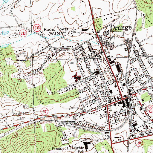 Topographic Map of Orange Elementary School, VA