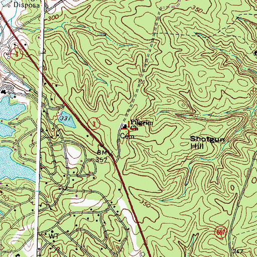 Topographic Map of Pilgrim Cemetery, VA