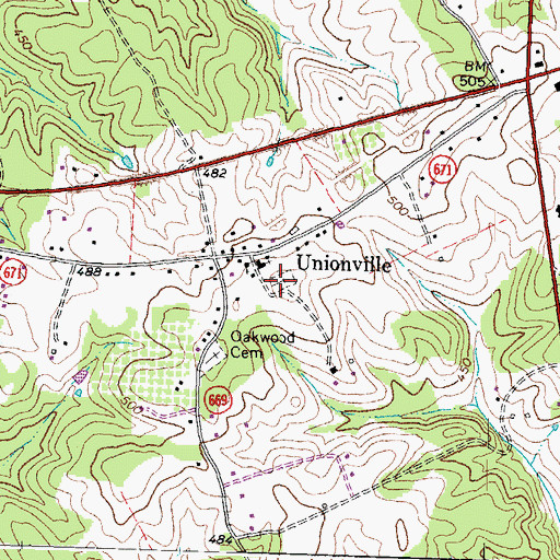 Topographic Map of Unionville Cemetery, VA