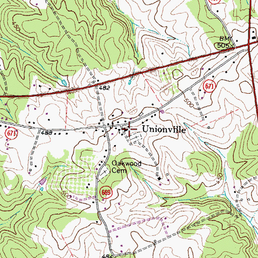 Topographic Map of Unionville Christian Church, VA