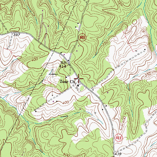 Topographic Map of Zoar School (historical), VA