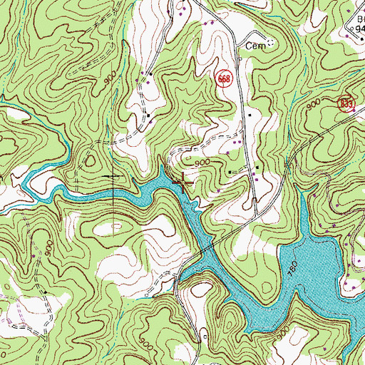 Topographic Map of Holleys Mill (historical), VA