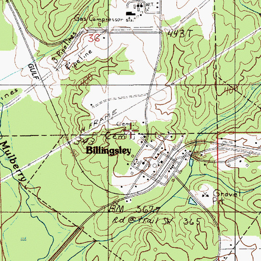 Topographic Map of Billingsley Cemetery, AL