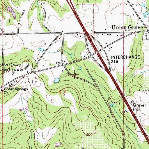 Topographic Map of Calvary Church, AL