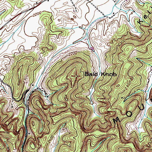 Topographic Map of Bald Knob, VA