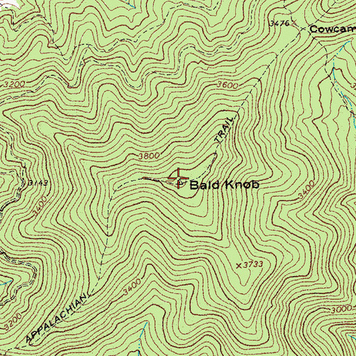 Topographic Map of Bald Knob, VA