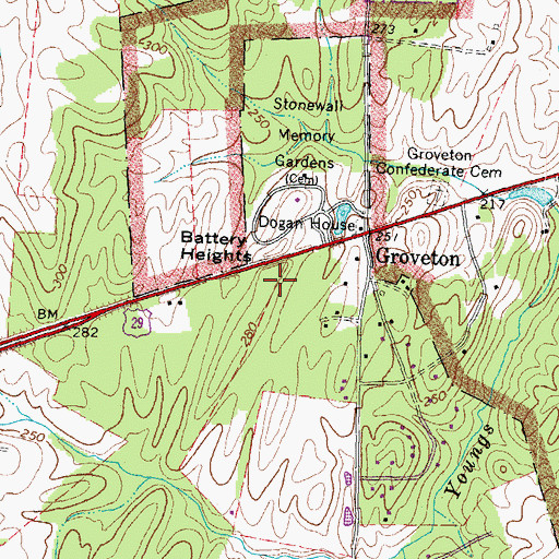 Topographic Map of Battery Heights, VA