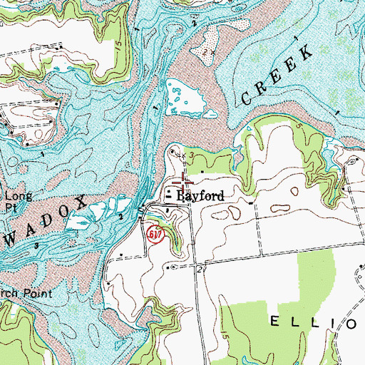 Topographic Map of Bayford, VA