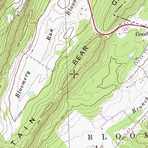 Topographic Map of Bear Garden Mountain, VA