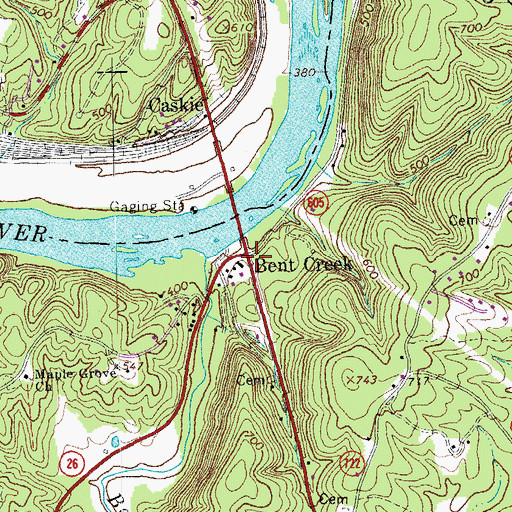 Topographic Map of Bent Creek, VA