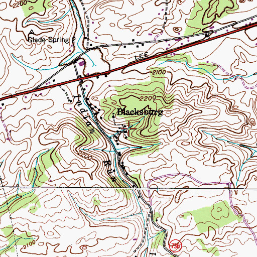 Topographic Map of Blacksburg, VA