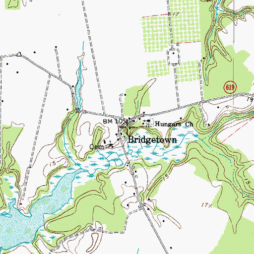 Topographic Map of Bridgetown, VA