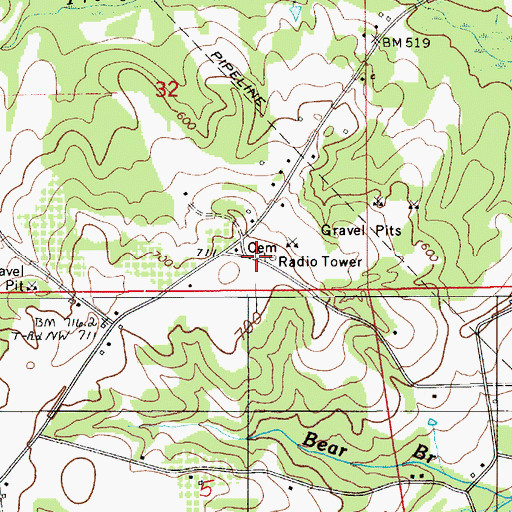 Topographic Map of Eastview Cemetery, AL