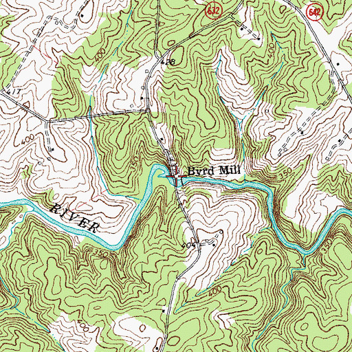 Topographic Map of Byrd Mill, VA