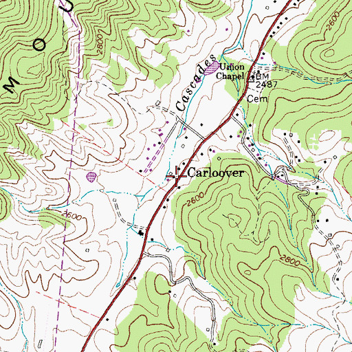 Topographic Map of Carloover, VA