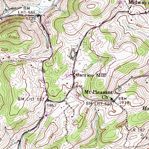 Topographic Map of Carrico Mill, VA