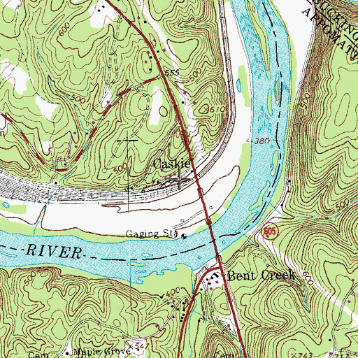 Topographic Map of Caskie, VA